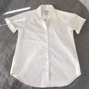 Lands end white button up T - size 6