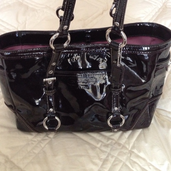 Great Coach Wine/Cognac Color Patent Leather Tote