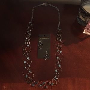 Set matching necklace and earrings Lghtblue/silver