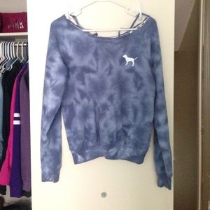 VS PINK blue tie dye crew sweatshirt NWOT