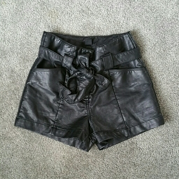 H&M faux leather high-waisted shorts