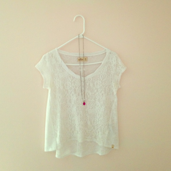 White Lace High Low Top