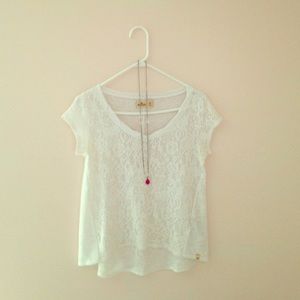 White Lace High Low Top
