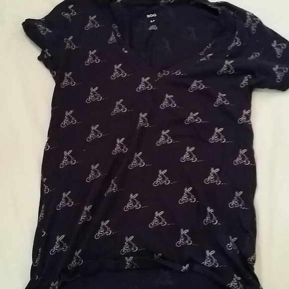 Bicycle rabbit patter UO navy v neck top