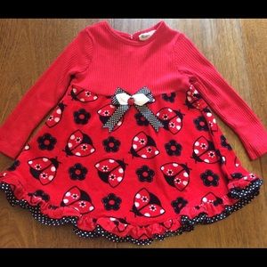 Red Ladybug Corduroy and Cotton Girls Dress