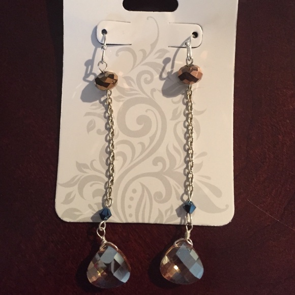 Dangly earrings. Soft Amber cut stones.