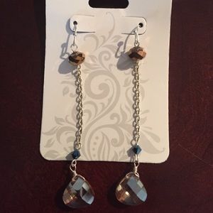 Dangly earrings. Soft Amber cut stones.