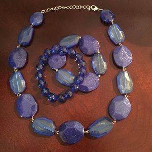 Royal blue statement set. Necklace/2 bracelets inc