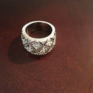 CZ silver/bling statement ring. Size 7