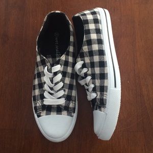 Brand New Black and White Plaid Shoes