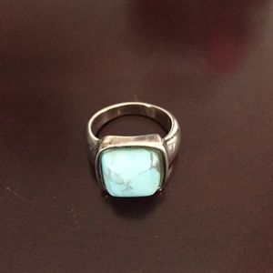 Light turquoise and silver statement ring. Size 7