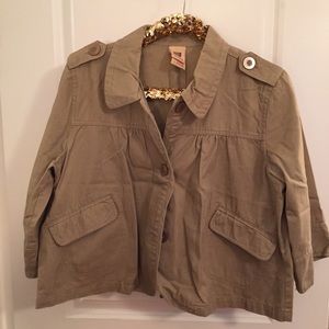 Khaki 3/4 sleeve swing jacket