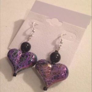 Beautiful Handcrafted Marble Heart Earrings NWT