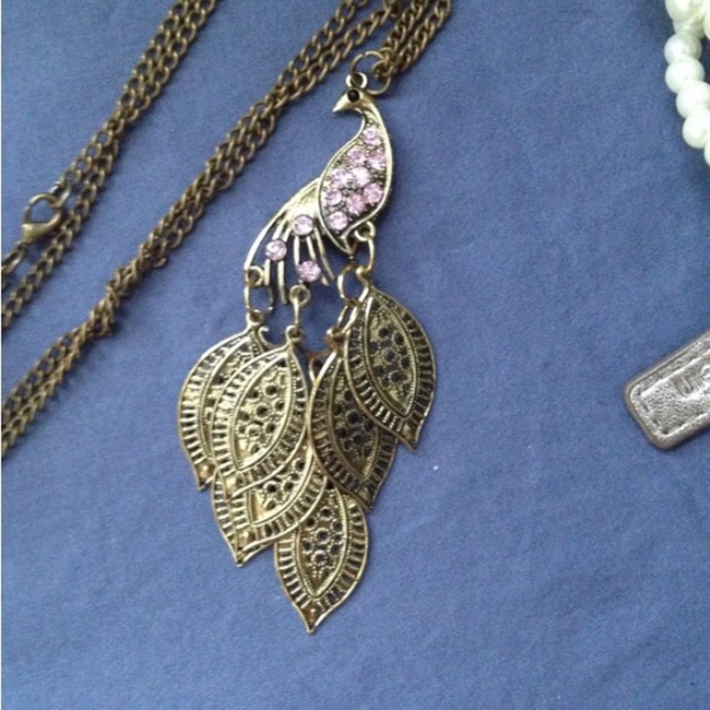 Pink Peacock Necklace