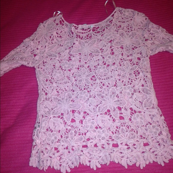 Floral pink see through top - Picture 1 of 1