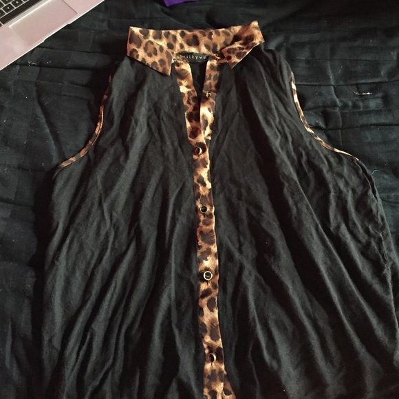 cheetah and black tank top