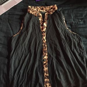 cheetah and black tank top