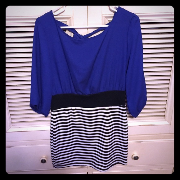 Stripped combo 3/4 sleeve dress