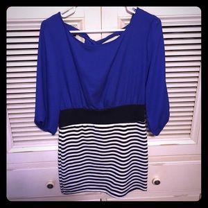 Stripped combo 3/4 sleeve dress