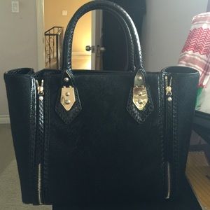 Henri Bendel Black Calf skin Tote Handbag