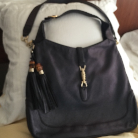 Gucci JackieO purse,violet/black softgrain leather - Picture 1 of 1
