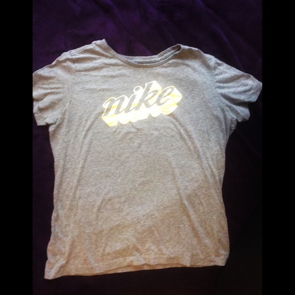 Grey Nike Shirt with Yellow Lettering XL
