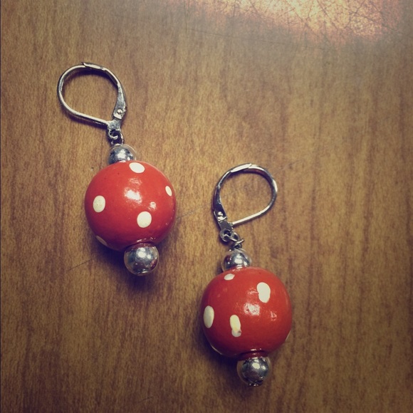 Orange and White polka dot earrings!