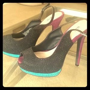 Colorblock Peep Toe Heels
