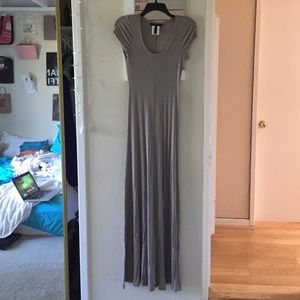 BCBG MAXAZRIA brownish-sage colored maxi dress