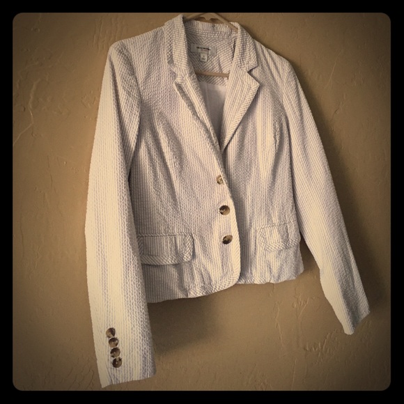 Grey/white striped blazer