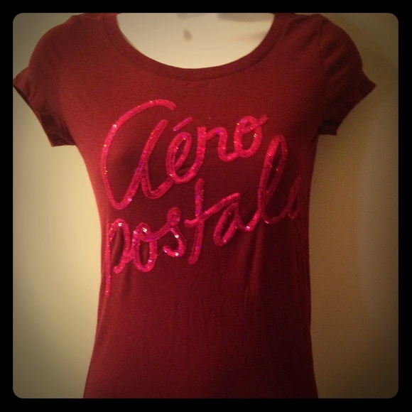Aeropostale " maroon tee with Aeropostale Bling