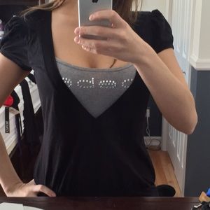 Bebe logo black and gray top M