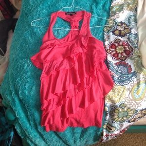 Ruffle racer-back tank. BODY CENTRAL.