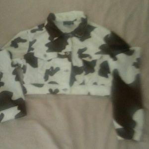 VELOUR COW PRINT SHORT JACKET