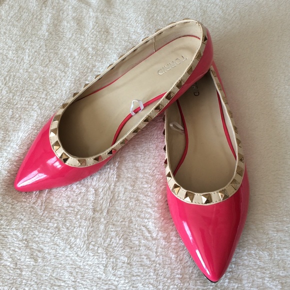 pink studded flats