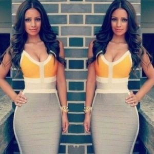 Orange & Gray Bandage Dress