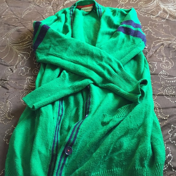 Green cardigan.