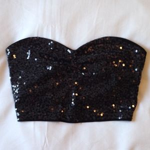 Express Sequined Crop Tube Top