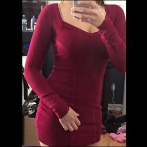 Guess maroon/deep red bodycon sweater dress s