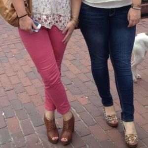 Cute and casual red skinny jeans