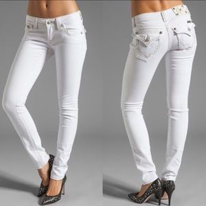 ✨Miss Me white skinny jeans with rhinestone detail