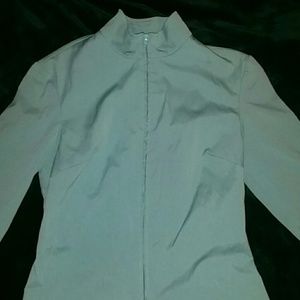 Express 3/4 sleeve zip up shirt, stretchy.