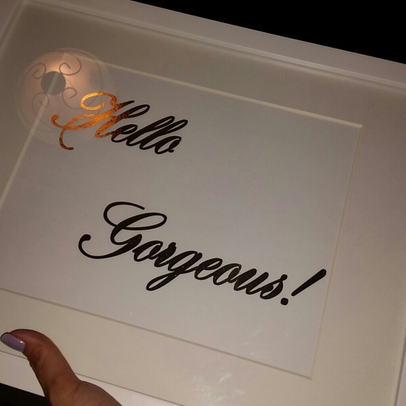 Hello Gorgeous gold lettering on white 11x14 frame - Picture 3 of 4
