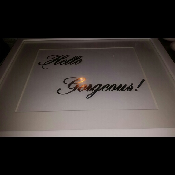 Hello Gorgeous gold lettering on white 11x14 frame - Picture 4 of 4