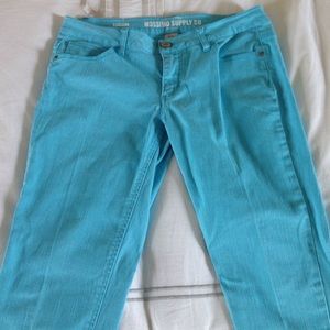 Bright blue skinny jeans