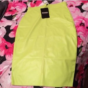 Knee Length Faux Leather Skirt