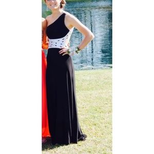 Long, black, backless prom dress for sale! Size 2