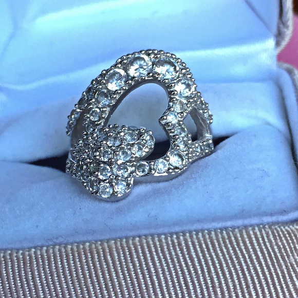 Jewelry - double heart sterling silver ring