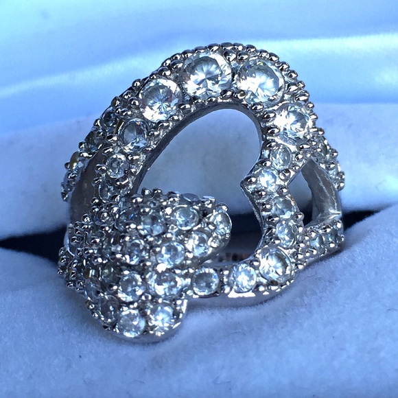 double heart sterling silver ring - Picture 2 of 4