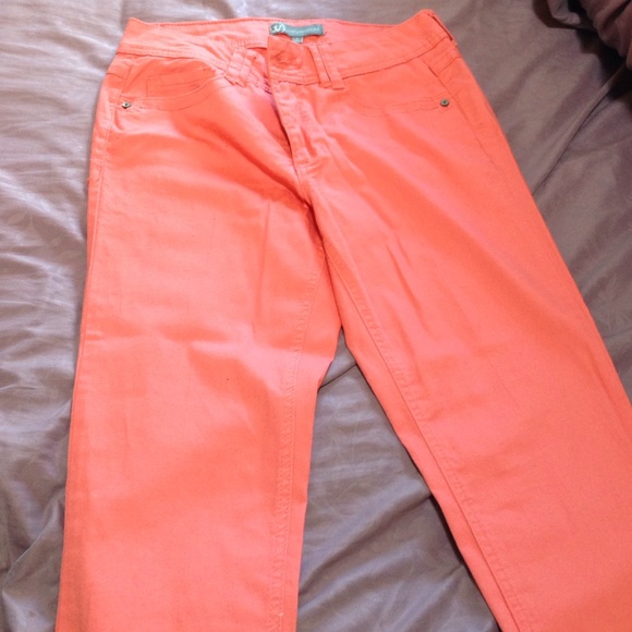 salmon jeans, slim blazer coat, teal peplum dress